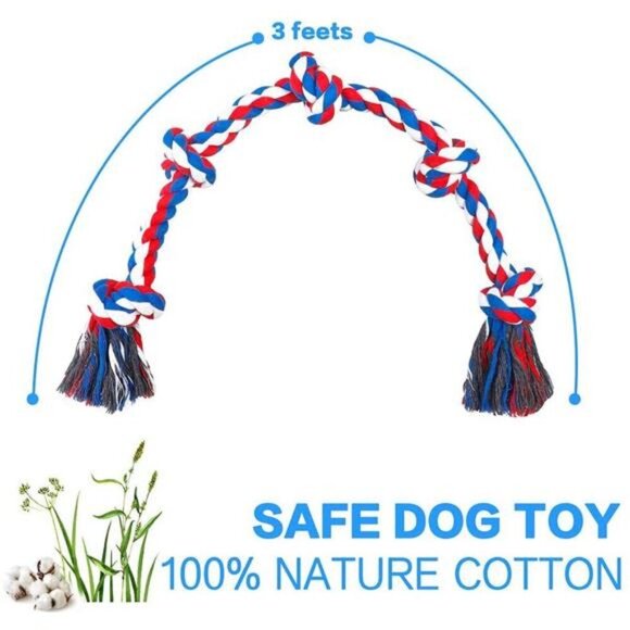 Dog Rope Toys for Aggressive Chewers, Tug of War Dog Toy with 5 Knot Rope for - Picture 4 of 5